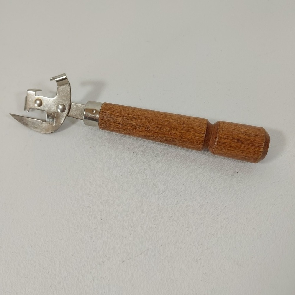 Vintage BONNY‎ USA Bottle Opener CAN OPENER Retro Combo BAR TOOL Wood Handle